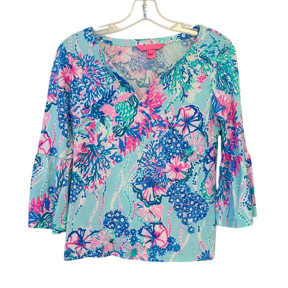 Lilly Pulitzer Tops - Lilly Pulitzer Tosha Bell Sleeve Top Beach You To It Size S